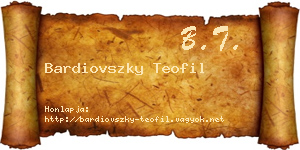 Bardiovszky Teofil névjegykártya